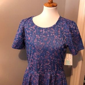 LuLaRoe 2XL Beautiful Amelia Dress Blue Pink